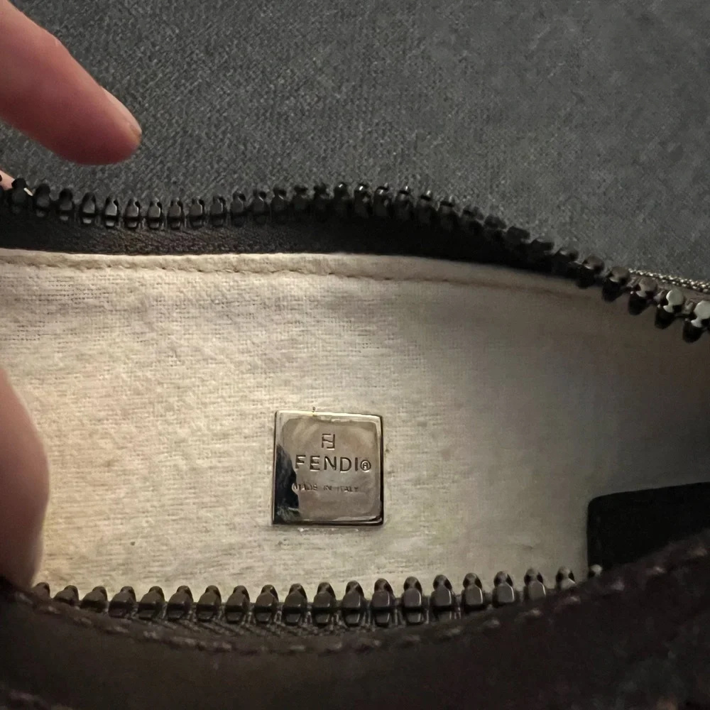 Fendi Zucca Brown and Cream Zippered Handbag - Picture 3 of 5